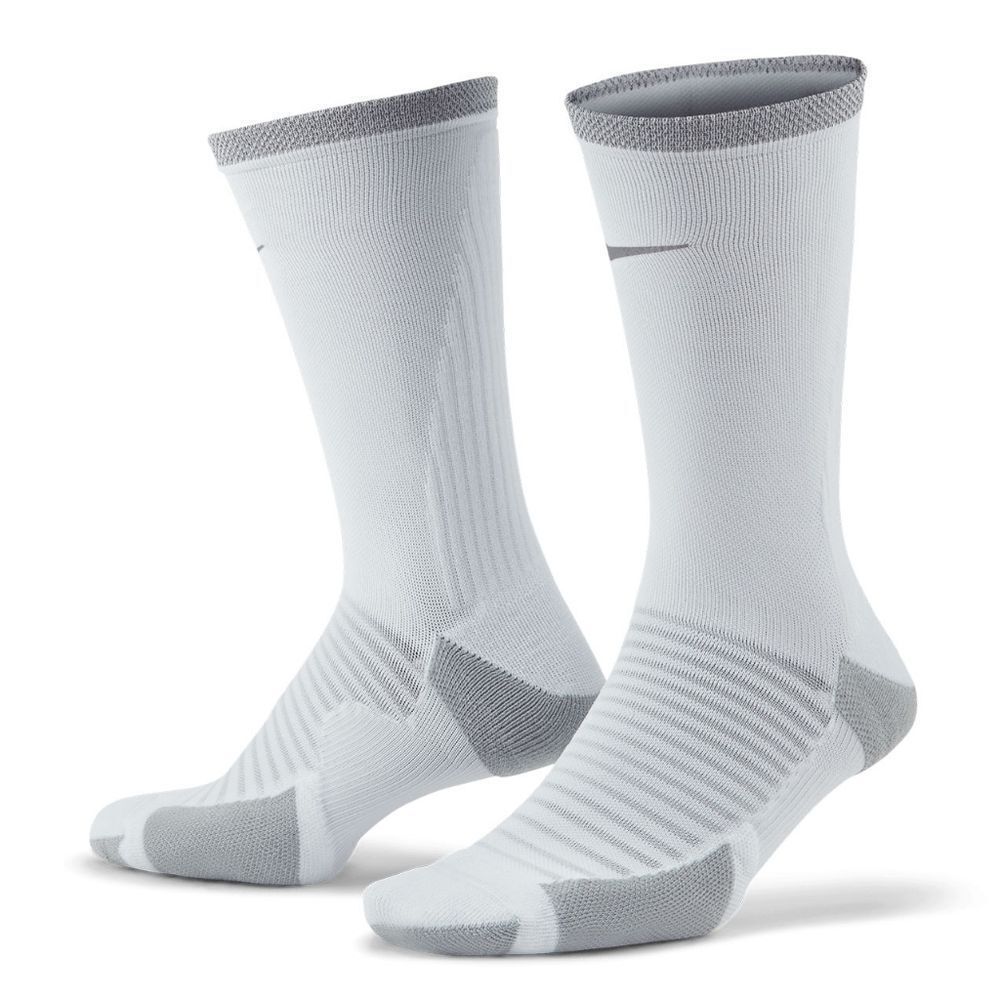 Nike Spark Lightweight Running Crew Socks Men's Size 10-11.5 White Grey Silver